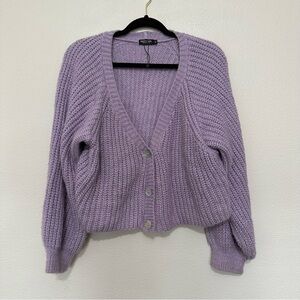 Nasty gal collection open chunky knit pearl button cropped cardigan sweater M